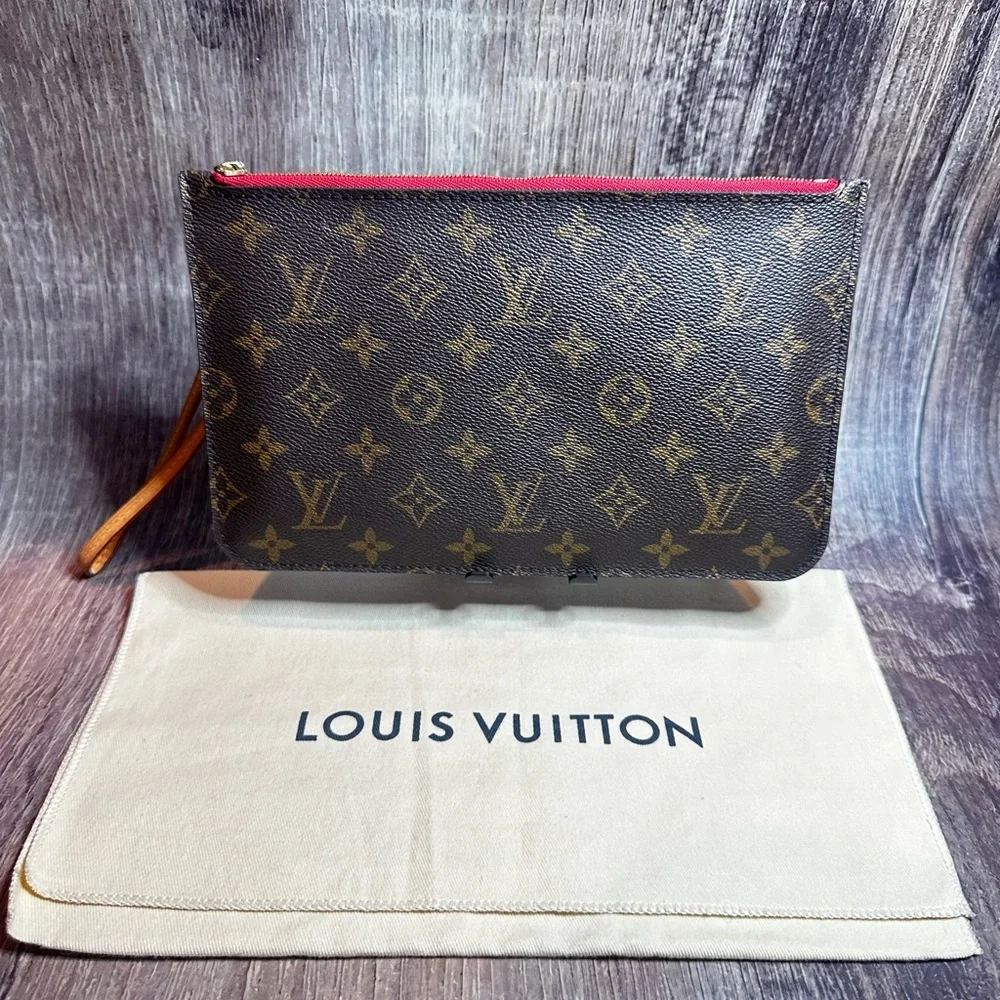 Louis Vuitton Pouchette Monogram Canvas Wristlet Clutch w/ Strap and Dust Bag - Picture 2 of 14